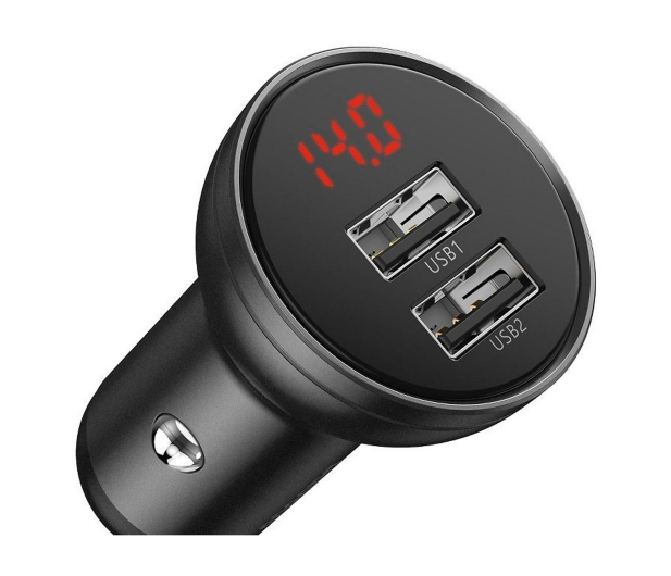 Baseus ładowarka samochodowa 2x USB 4,8A 24W z LCD - 1502066 - zdjęcie 3